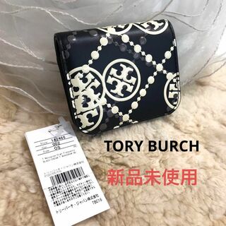 トリーバーチ(Tory Burch)の☆新品・未使用☆TORY BURCH　Tモノグラム　二つ折り財布　コンパクト　黒(財布)