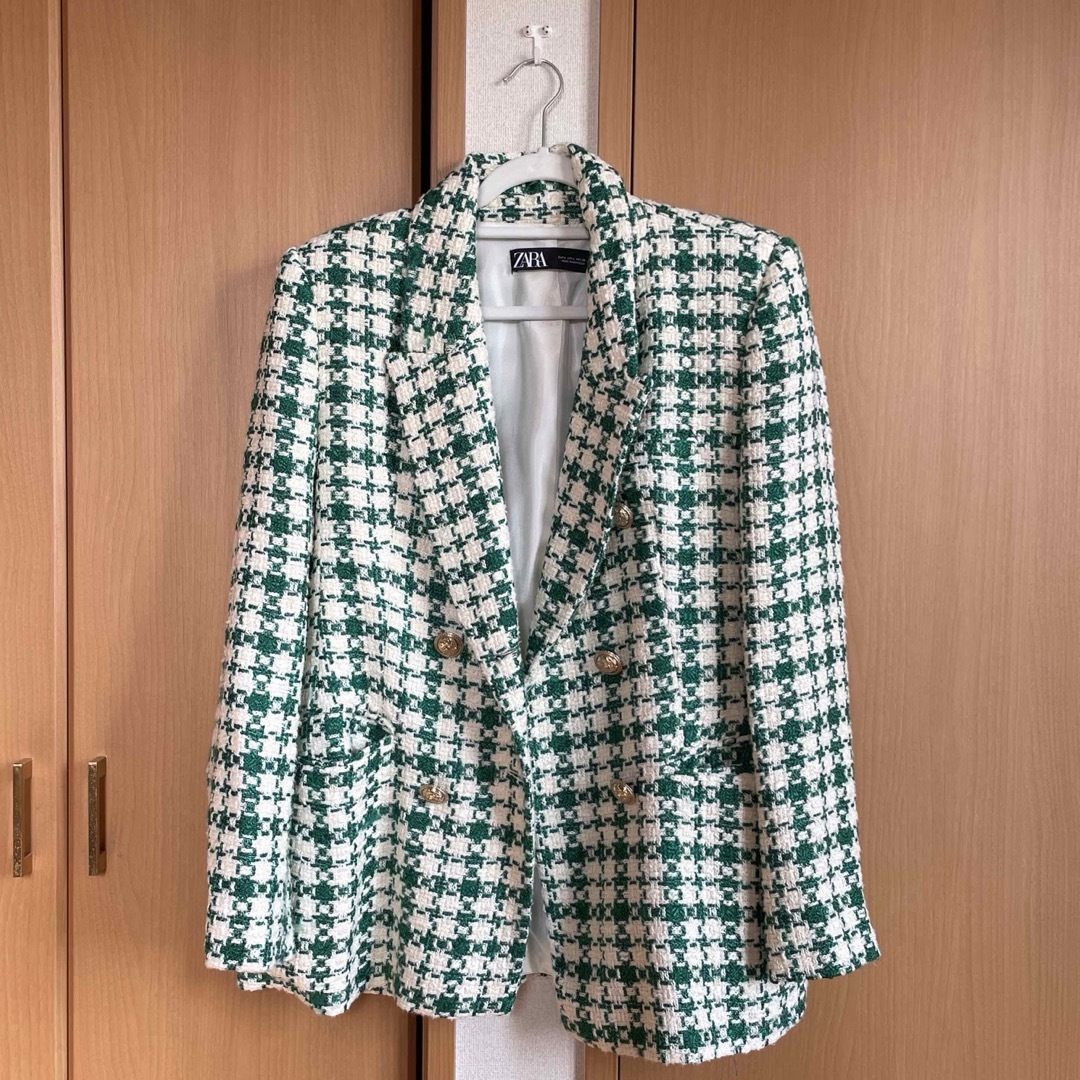 ZARA(ザラ)のZARA/千鳥格子ツイードジャケット レディースのジャケット/アウター(テーラードジャケット)の商品写真