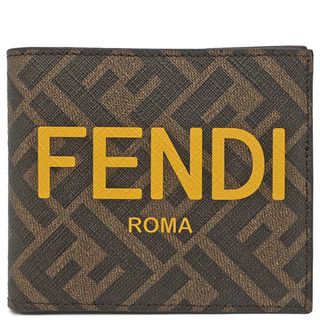 FENDI - フェンディ FENDI 二つ折り財布 二つ折り財布 PVC レザー ブラウン×イエロー 茶 黄 新品 未使用  7M0338 【箱】【中古】