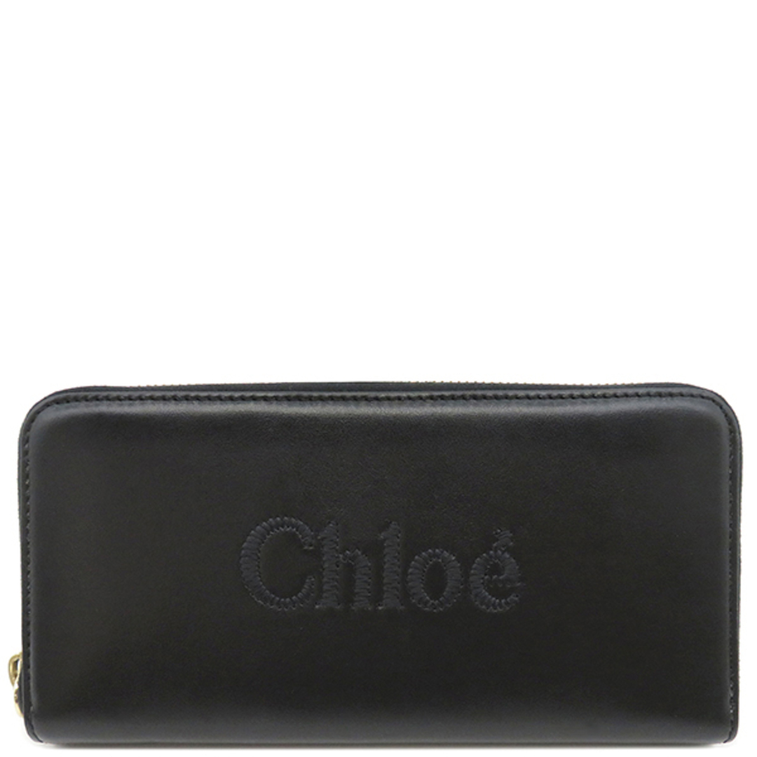 Chloe(クロエ)のクロエ Chloe 長財布 CHLOÉ SENSE ジップ付きロングウォレット シャイニーカーフスキン ブラック×ホワイト ゴールド金具 ラウンドファスナー 黒  CHC23AP970I10001 【箱】【中古】 レディースのファッション小物(財布)の商品写真