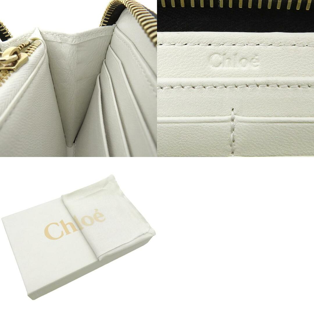 Chloe(クロエ)のクロエ Chloe 長財布 CHLOÉ SENSE ジップ付きロングウォレット シャイニーカーフスキン ブラック×ホワイト ゴールド金具 ラウンドファスナー 黒  CHC23AP970I10001 【箱】【中古】 レディースのファッション小物(財布)の商品写真