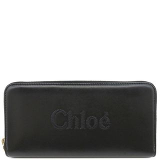 Chloe - クロエ Chloe 長財布 CHLOÉ SENSE ジップ付きロングウォレット シャイニーカーフスキン ブラック×ホワイト ゴールド金具 ラウンドファスナー 黒  CHC23AP970I10001 【箱】【中古】