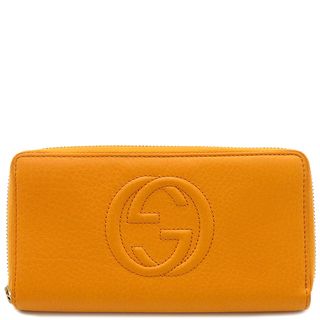 グッチ(Gucci)のグッチ GUCCI 長財布 インターロッキングG ジップ アラウンド ウォレット レザー オレンジ ゴールド金具 ラウンドファスナー   308004【中古】(財布)