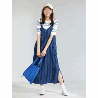 グリーンパークス(green parks)の【ブルー】フェザージャガードキャミワンピース 24SS/ロング丈/レディース/春夏(ロングワンピース/マキシワンピース)