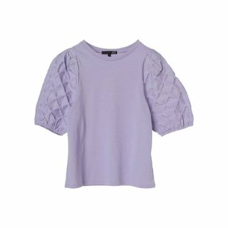 グリーンパークス(green parks)の【ラベンダー】SUGAR SPOON フハクドットスリーブTEE 24SS/半袖/ボリューム袖/ドッキング/異素材/クルーネック(カットソー(長袖/七分))