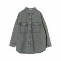 【杢グレー】【F】ELENCARE DUE デニムロングスリーブシャツ 24SS/春/長袖/オーバーサイズ/体型カバー/レディース