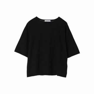 グリーンパークス(green parks)の【ブラック】洗える ニットTシャツ 24SS/ドライタッチ/マシンウォッシャブル/ベーシック/夏/レディース(ニット/セーター)