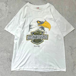 ハーレーダビッドソン(Harley Davidson)の【80s～ ハーレーダビッドソン】XL イーグル ロゴ Tシャツ 白ホワイト(Tシャツ/カットソー(半袖/袖なし))