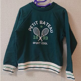 プチバトー(PETIT BATEAU)の1回短時間着用 プチバトー テニス柄トレーナー グリーン 110cm(Tシャツ/カットソー)