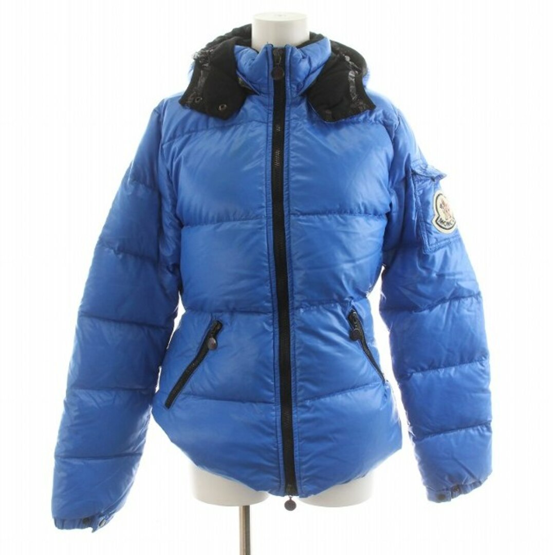 MONCLER(モンクレール)のモンクレール バディア ダウンジャケット フード付き ロゴ ワッペン 2 M 青 レディースのジャケット/アウター(ダウンジャケット)の商品写真