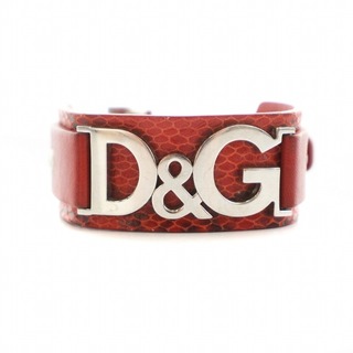 ディーアンドジー(D&G)のドルガバ ドルチェ&ガッバーナ D&G ブレスレット レザー ロゴ 赤(ブレスレット/バングル)