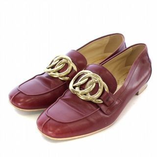 トッズ(TOD'S)のトッズ ケイト ゴンミーニ ローファー チェーン 38 25.0cm ボルドー(ローファー/革靴)