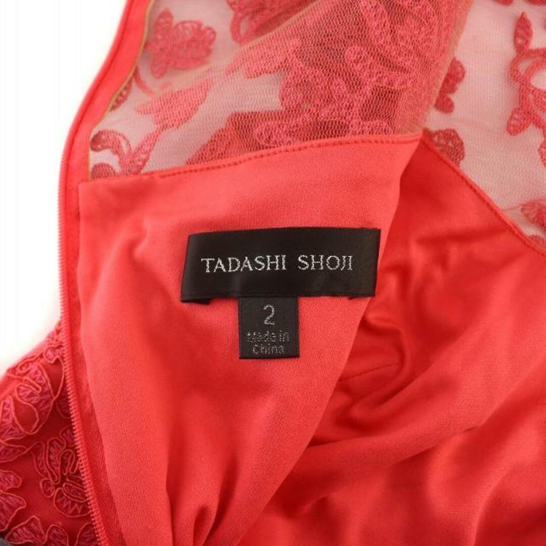 TADASHI SHOJI(タダシショウジ)のタダシショージ ドレスワンピース ロング レース 刺繍 花柄 2 ピンクレッド レディースのワンピース(ロングワンピース/マキシワンピース)の商品写真