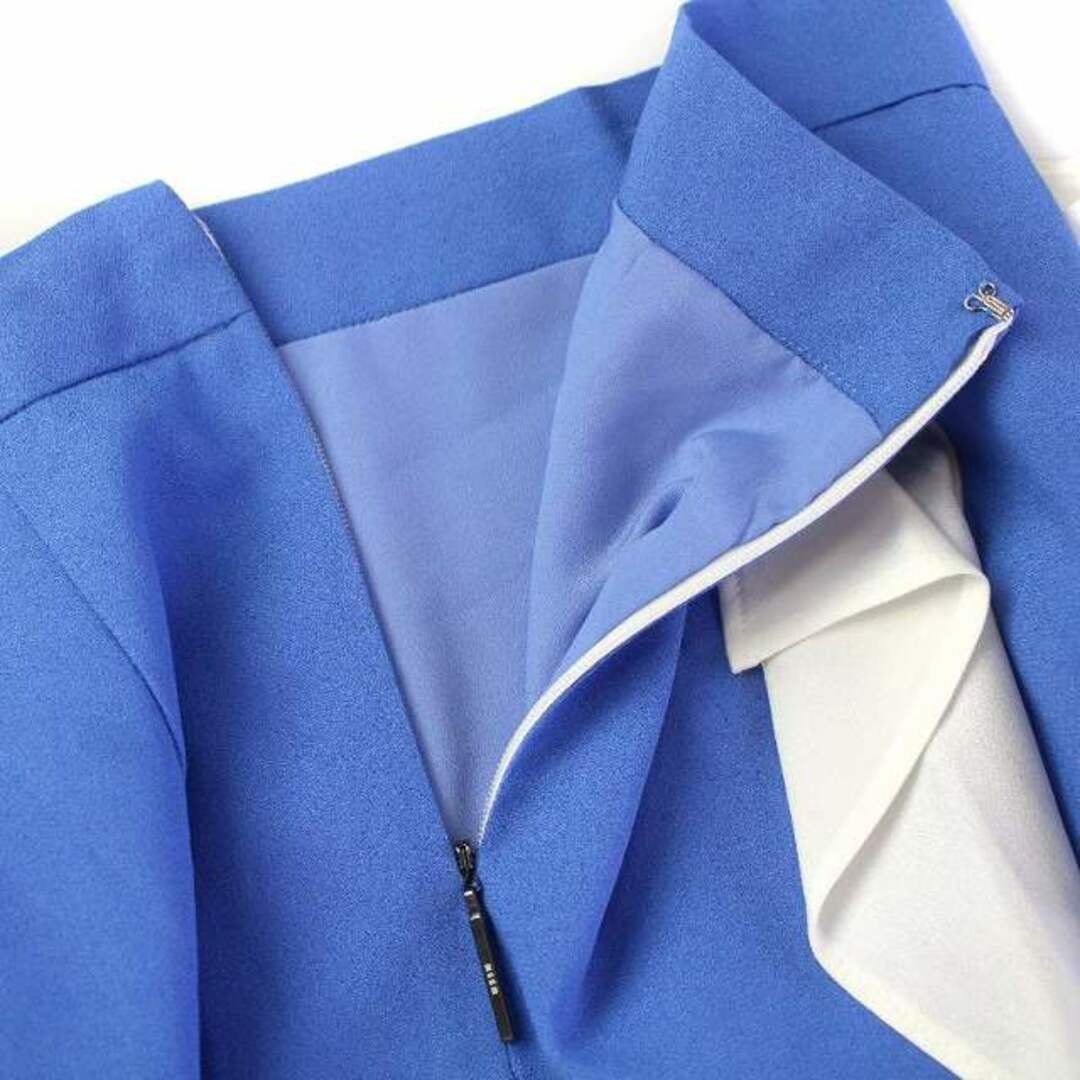 MSGM(エムエスジイエム)のエムエスジーエム フレアスカート シフォン 切替 ミニ ひざ丈 42 L 青 白 レディースのスカート(ひざ丈スカート)の商品写真