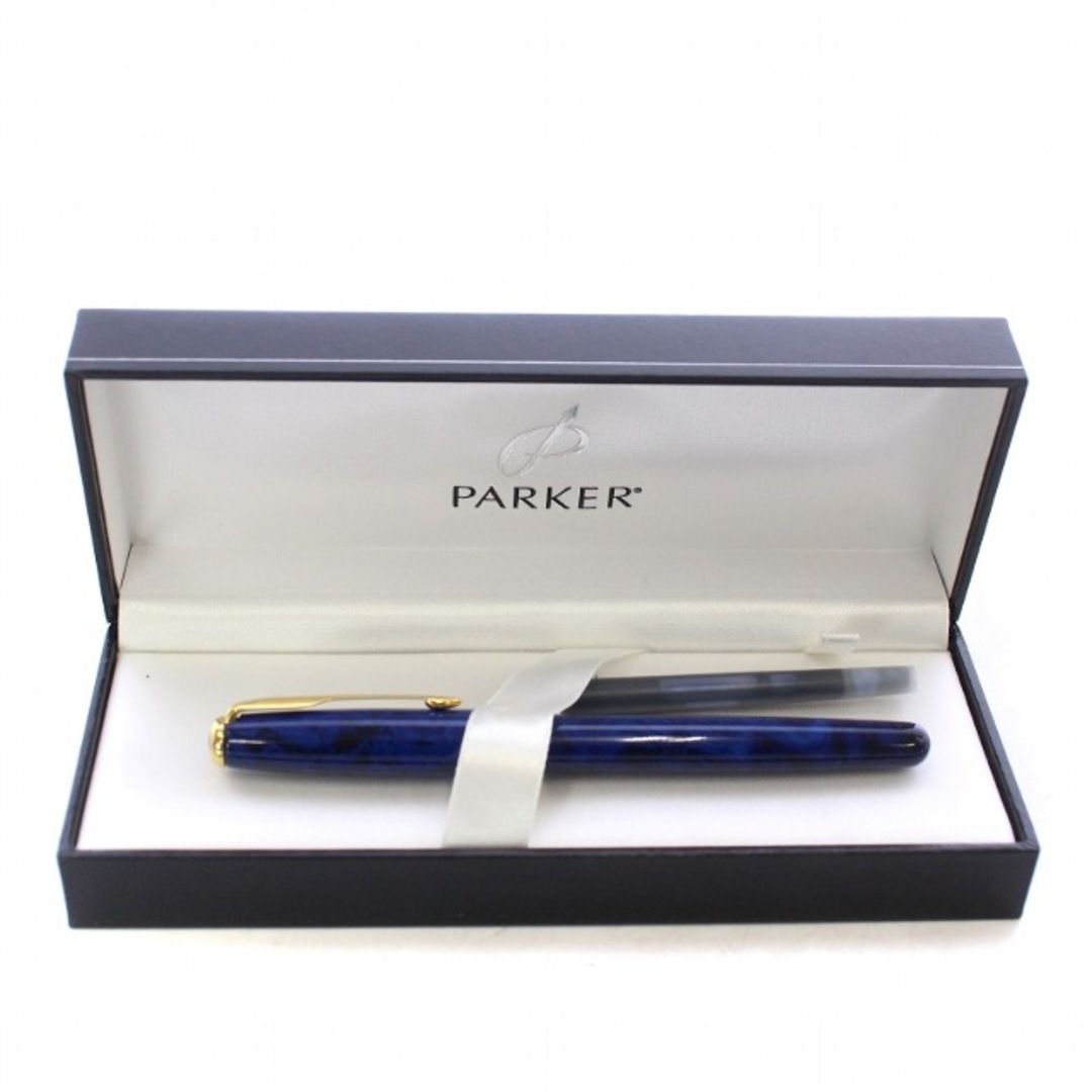 Parker(パーカー)のパーカー ソネット 万年筆 筆記用具 マーブル柄 ペン先18K 紺 ネイビー 黒 インテリア/住まい/日用品の文房具(ペン/マーカー)の商品写真