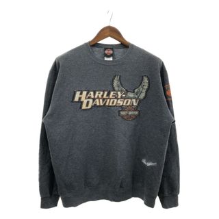 ハーレーダビッドソン(Harley Davidson)のHARLEY DAVIDSON ハーレーダビッドソン スウェット アメカジ グレー (メンズ L) 中古 古着 Q3000(スウェット)