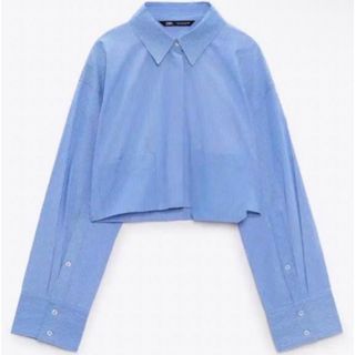 ZARA クロップド ストライプシャツ(シャツ/ブラウス(長袖/七分))