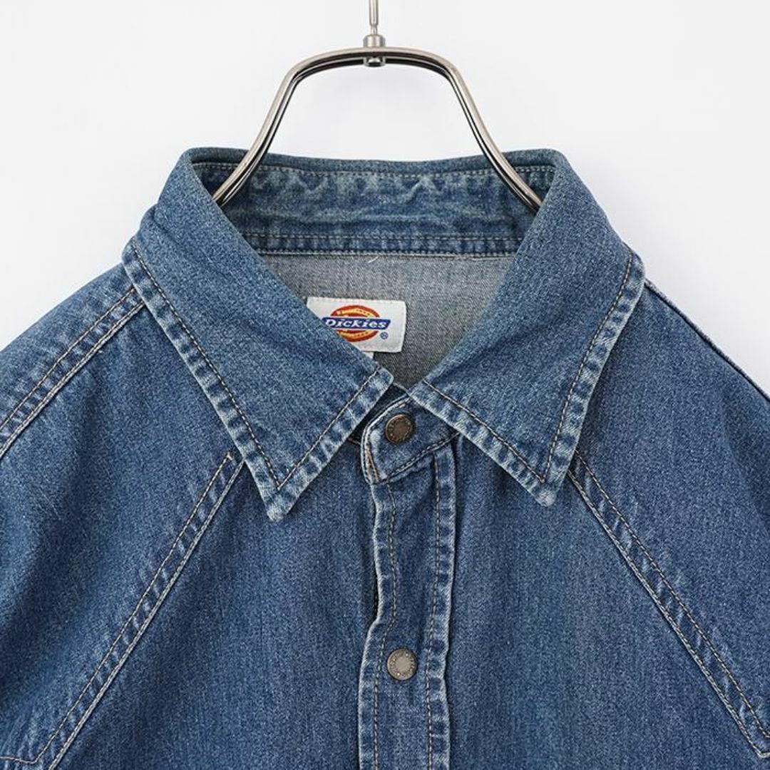 Dickies(ディッキーズ)のディッキーズ デニムシャツ Wポケット 長袖 XL ブルー 青 赤 8539 メンズのトップス(シャツ)の商品写真