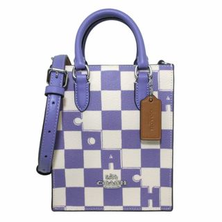 コーチ(COACH)の【新品】コーチ バッグ トートバッグ COACH チェッカーボード プリント ノース／サウス ミニ トート ミニバッグ ポシェット 2WAY 斜め掛け CR180 SVWPB(ライトバイオレット×チョーク)アウトレット レディース NORTH SOUTH MINI TOTE　WITH CHECKERBOARD PRINT(ショルダーバッグ)