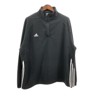 アディダス(adidas)の2000年代～ adidas アディダス ハーフジップ スウェット プルオーバー スポーツ ブラック (メンズ XL) 中古 古着 Q3047(スウェット)