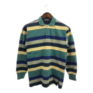 AMERICA PERRY ELLIS ペリー エリス 長袖 ポロシャツ ボーダー マルチカラー (メンズ S) 中古 古着 Q3049(ポロシャツ)