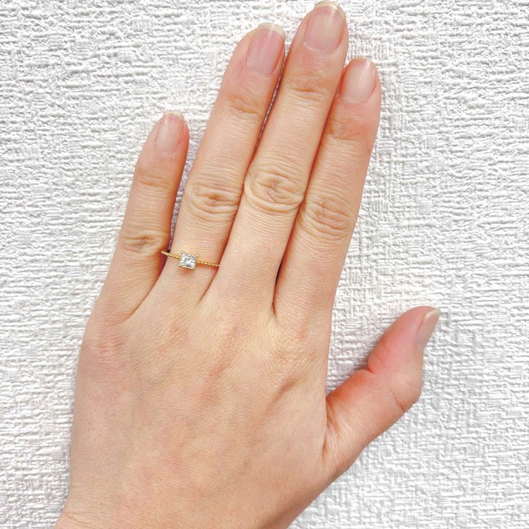 K18 ダイヤモンド　リング　プリンセスカット レディースのアクセサリー(リング(指輪))の商品写真