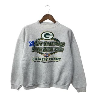 90年代 USA製 LOGO7 ロゴセブン NFL グリーンベイ・パッカーズ スウェット プロチーム グレー (メンズ Ｘ-LARGE) 中古 古着 Q3074(スウェット)