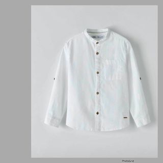 ZARA KIDS - ザラボーイズ　●リネン混後染めシャツ/長袖リネン混シャツ【新品】