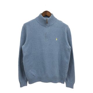 ポロラルフローレン(POLO RALPH LAUREN)のPolo by Ralph Lauren ポロ ラルフローレン ハーフジップ ドライバーズニット セーター ブルー (メンズ M) 中古 古着 Q3098(ニット/セーター)