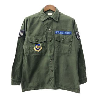 70年代 米軍実物 U.S.ARMY OG-107 コットンサテンシャツ ヴィンテージ ミリタリー オリーブ (メンズ L相当) 中古 古着 Q3114(シャツ)