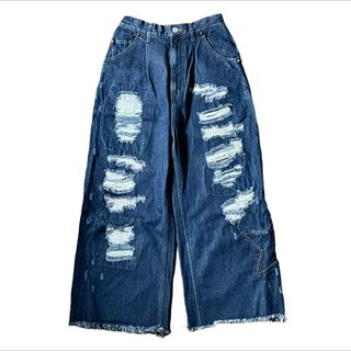 WORLD WIDE LOVE Distressed Baggy Jeans