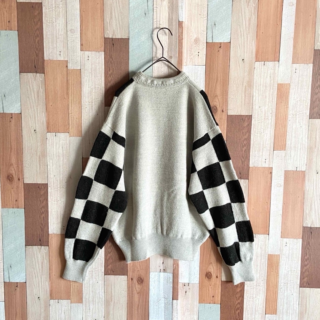 ART VINTAGE - 90s 00s vintage 古着 パネル柄ニット 黒灰 ART VINTAGE - 90s 00s vintage 古着 パネル柄ニット 黒灰
