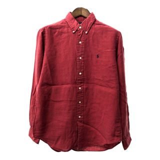 ポロラルフローレン(POLO RALPH LAUREN)の90年代 Polo by Ralph Lauren ポロ ラルフローレン ボタンダウン リネンシャツ ワンポイントロゴ レッド (メンズ M) 中古 古着 Q3170(シャツ)