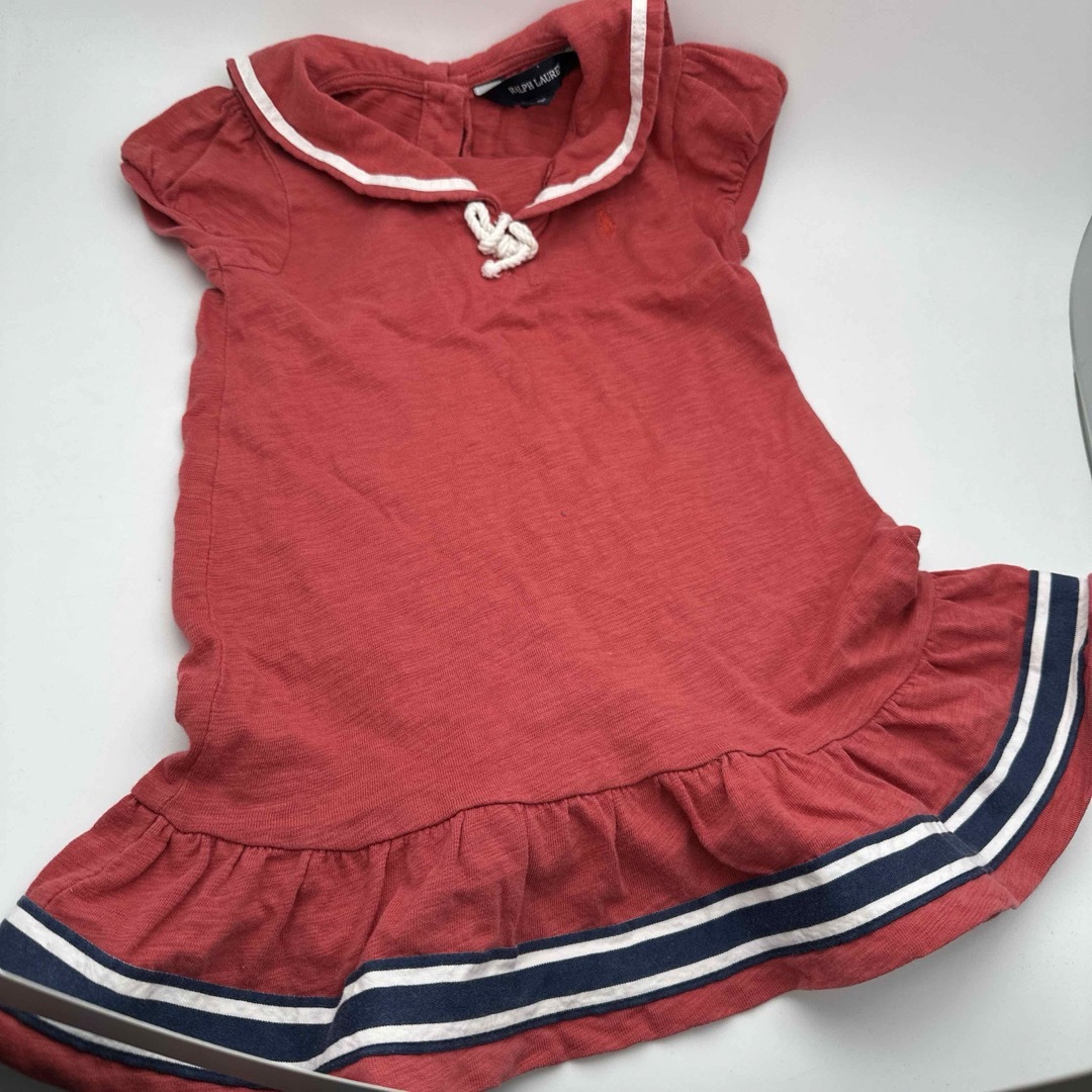 90 ラルフローレン　ワンピース　赤　セーラーカラー　ボーダー キッズ/ベビー/マタニティのキッズ服女の子用(90cm~)(ワンピース)の商品写真