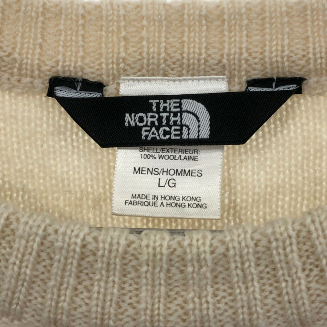 THE NORTH FACE(ザノースフェイス)のTHE NORTH FACE ノースフェイス 2トーン ウール ニット セーター アウトドア アイボリー (メンズ L) 中古 古着 Q3202 メンズのトップス(ニット/セーター)の商品写真