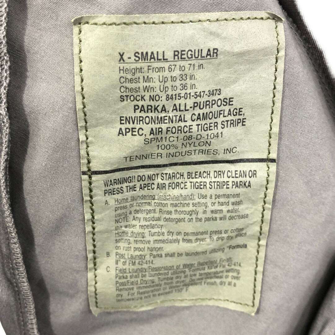 2000年代～ 米軍実物 U.S.AIRFORCE APECS GORE-TEX パーカージャケット ミリタリー ABUカモ (メンズ X-SMALL REGULAR) 中古 古着 Q3211 メンズのジャケット/アウター(ミリタリージャケット)の商品写真