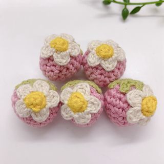 いちご 苺 イチゴ ハンドメイド 手作り お花  ピンク パーツ 手芸 コットン(各種パーツ)