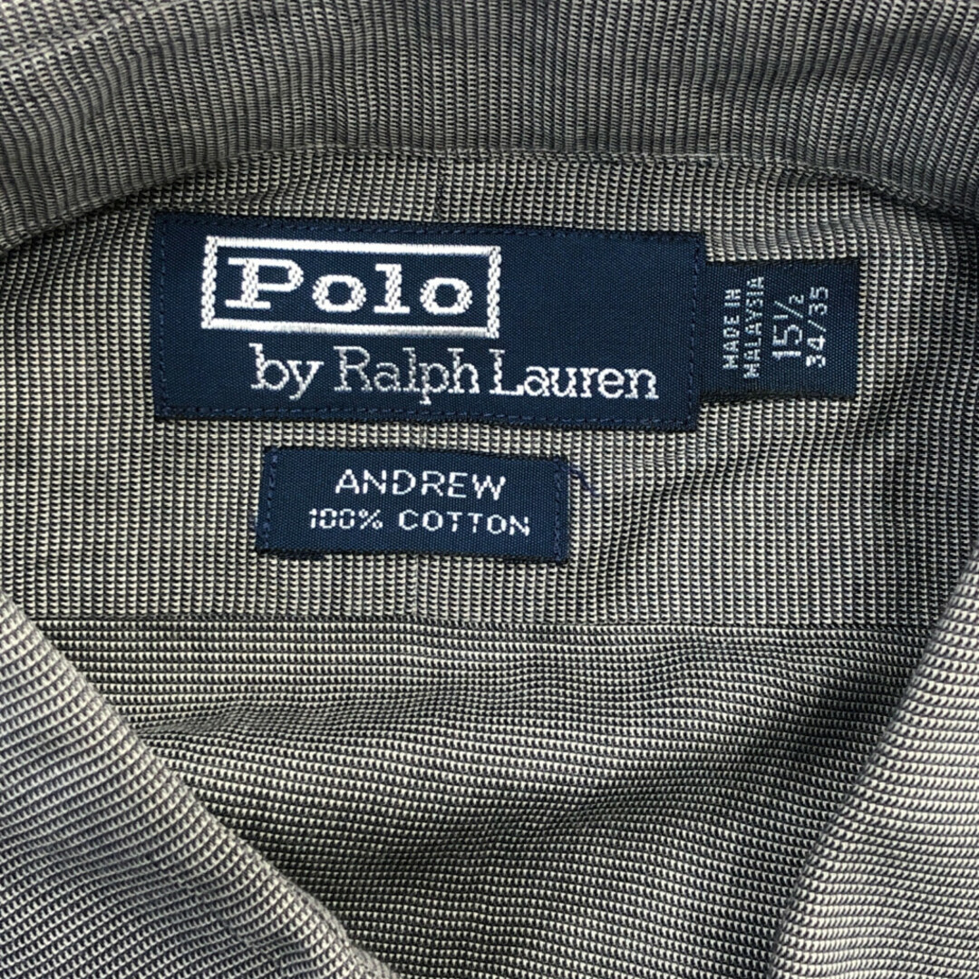 POLO RALPH LAUREN(ポロラルフローレン)の90年代 Polo by Ralph Lauren ポロ ラルフローレン 長袖シャツ ワンポイントロゴ グレー (メンズ 15 1/2) 中古 古着 Q3225 メンズのトップス(シャツ)の商品写真