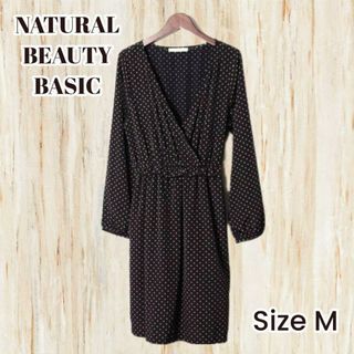 ナチュラルビューティーベーシック(NATURAL BEAUTY BASIC)のナチュラルビューティーベーシック　ひざ丈ワンピース 　水玉　 M(ひざ丈ワンピース)