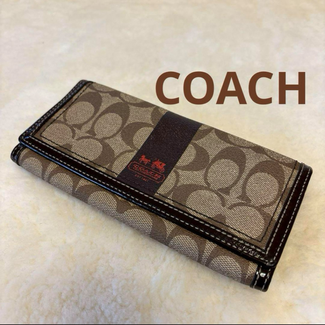 COACH(コーチ)の⭐️ COACH コーチ シグネチャーキャンバス ヘリテージストライプ 長財布 レディースのファッション小物(財布)の商品写真