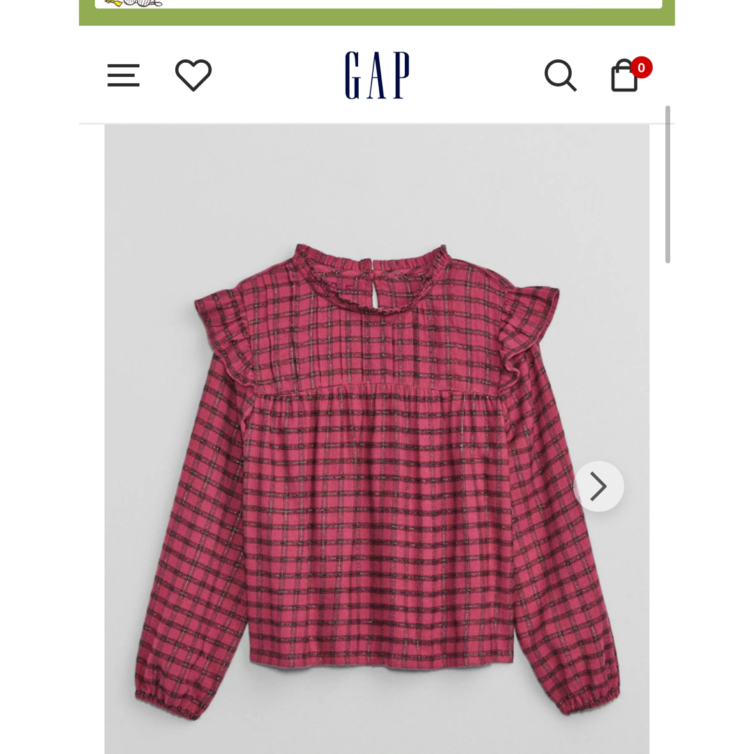 GAP(ギャップ)のgap プリント ピンタックトップス (キッズ) キッズ/ベビー/マタニティのキッズ服女の子用(90cm~)(Tシャツ/カットソー)の商品写真