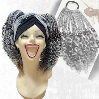 【新品】#CPOB36　カーリーポニーテール　ヘアゴム　三つ編み　エクステ(ショートカール)