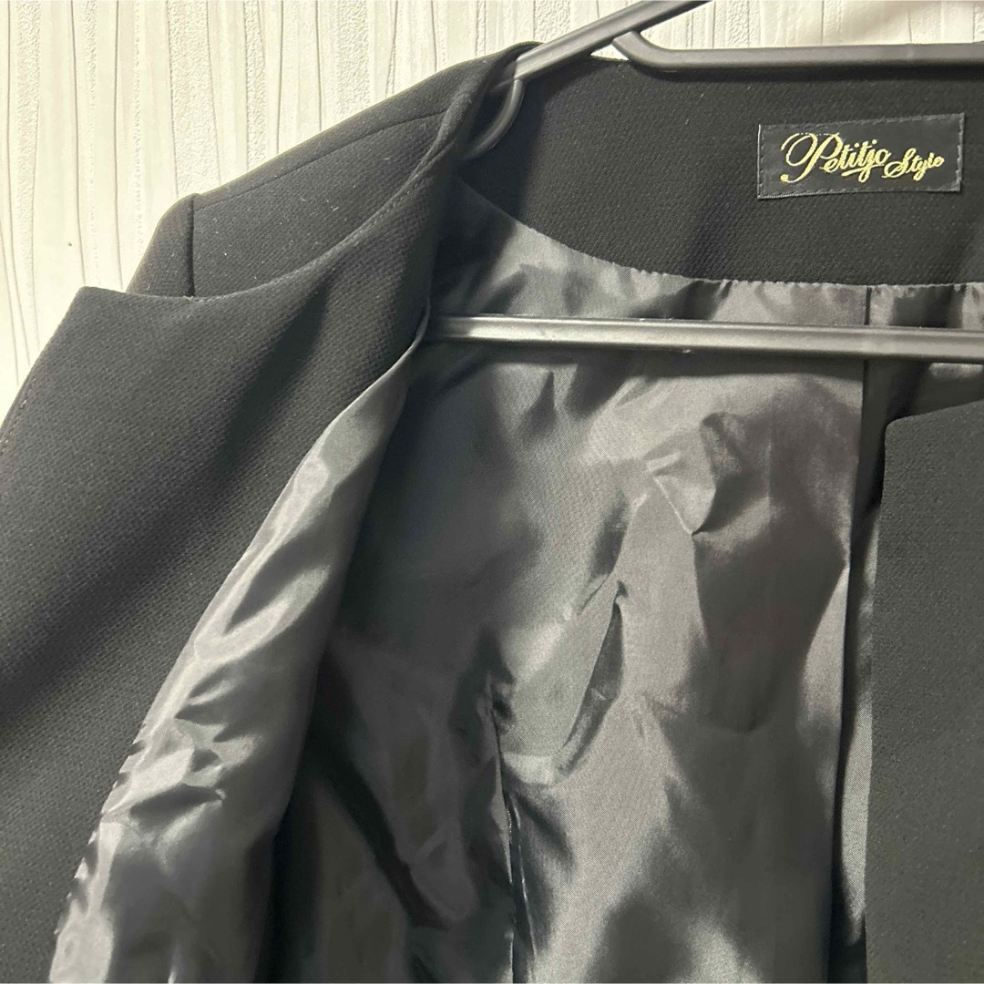 ノーカラージャケット　ブラック　Sサイズ　レディース レディースのジャケット/アウター(ノーカラージャケット)の商品写真
