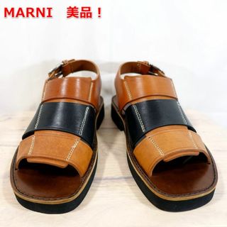 Marni - 【美品】マルニ　黒茶　ツートンレザーサンダル　MARNI