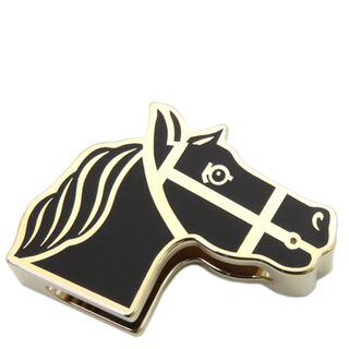 エルメス HERMES スカーフリング カドリージュ ツイリーリング GP ブラック×ゴールド 黒 馬モチーフ  【箱】【中古】