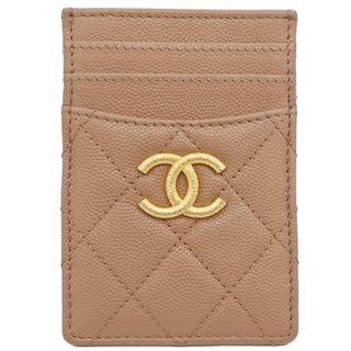 CHANEL - シャネル CHANEL カードケース マトラッセ パスケース キャビアスキン ベージュ 定期入れ ココマーク  AP3404 ランダムシリアル【中古】