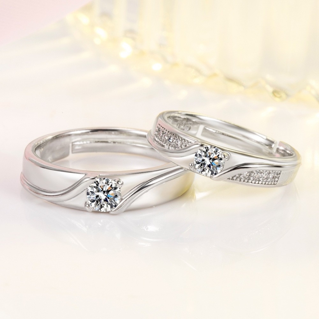 石付き ペアリング　カップル　夫婦　シルバー　リング　指輪　バレンタイン メンズのアクセサリー(リング(指輪))の商品写真