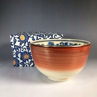 リ８２　茶碗　『京焼』『前田宝泉造』『金刷毛目茶碗』　抹茶碗　紙箱　茶道具(陶芸)