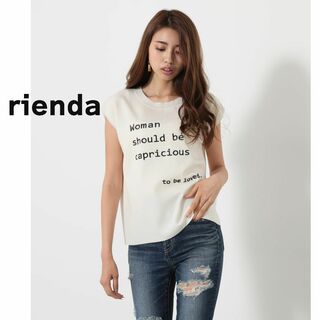 リエンダ(rienda)のrienda リエンダ　ニット　Tシャツ　白　ホワイト　レディース　刺繍　ベスト(ニット/セーター)