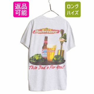 90s ★ バドワイザー カエル イラスト プリント Tシャツ メンズ L / 古着 90年代 オールド Budweiser オフィシャル ビール 企業 当時物 灰(Tシャツ/カットソー(半袖/袖なし))